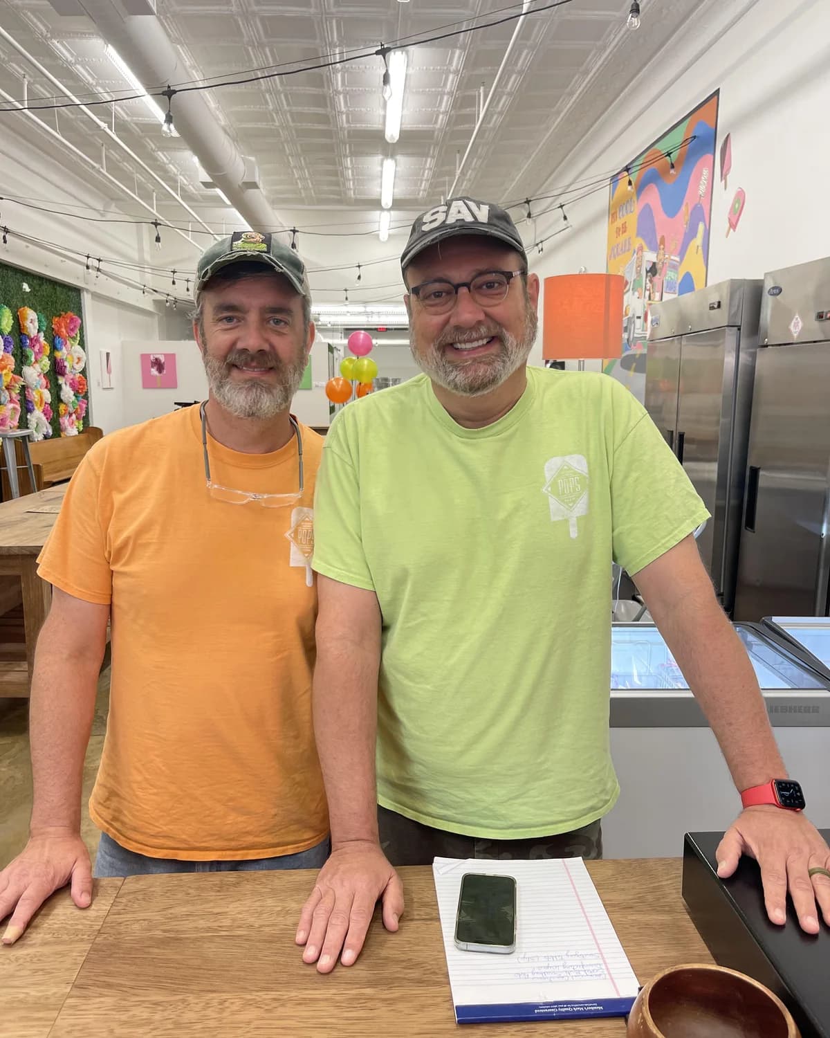 Mark and Judd behind the counter at Savannah Square Pops